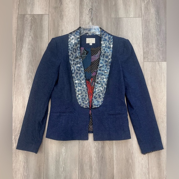 Alberto Makali Jackets & Blazers - Alberto Makali Navy Sequined Leopard Jacket blazer